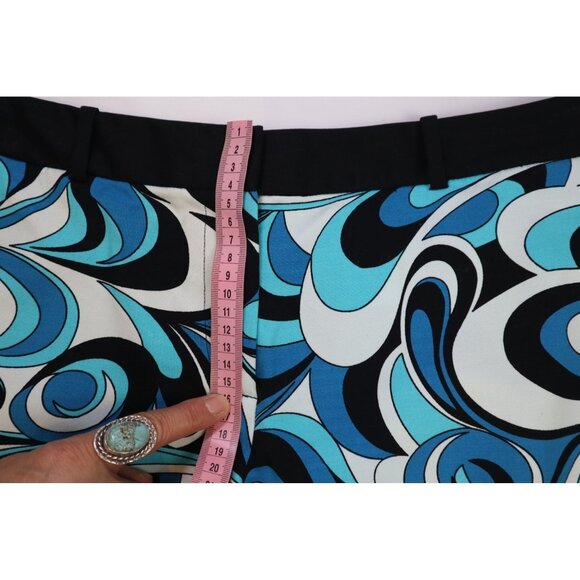 Michael Michael Kors Womens Size‎ 8 Swirl Print Shorts Blue & Black Mid-Rise - Picture 13 of 14